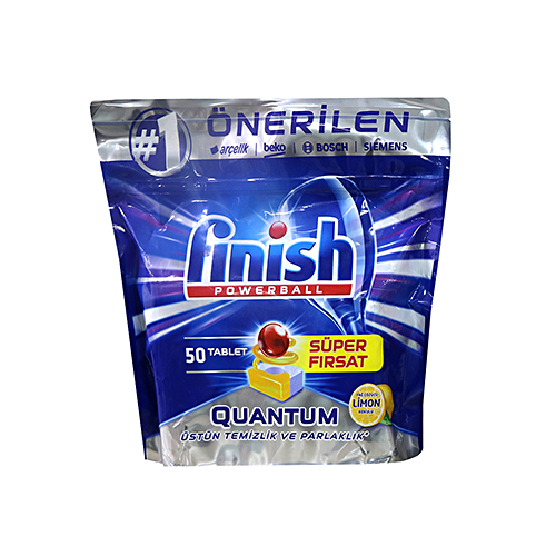 قرص ماشین ظرفشویی مدل QUANTUM فینیش finish با رایحه لیمو بسته 50 عددی