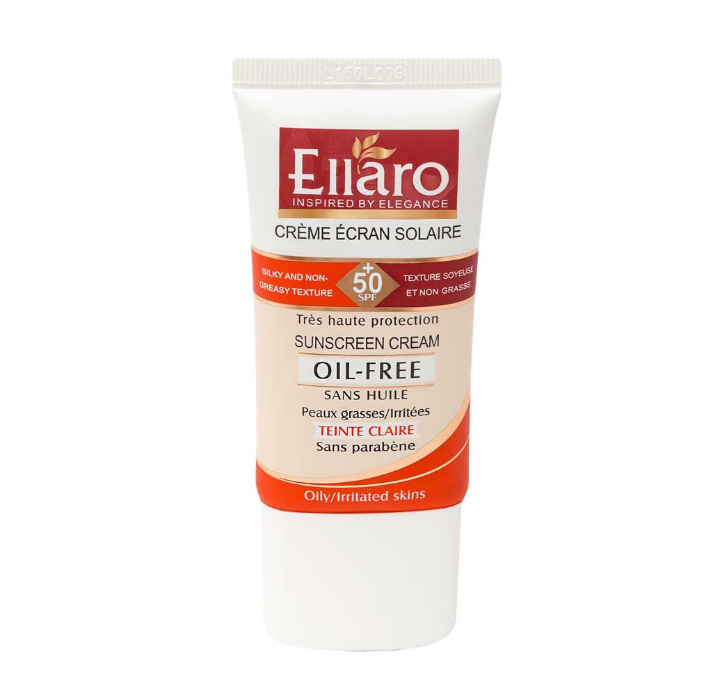 کرم ضد آفتاب الارو Ellaro فاقد چربی SPF50 مناسب پوست چرب حجم ۴۰ میلی لیتر