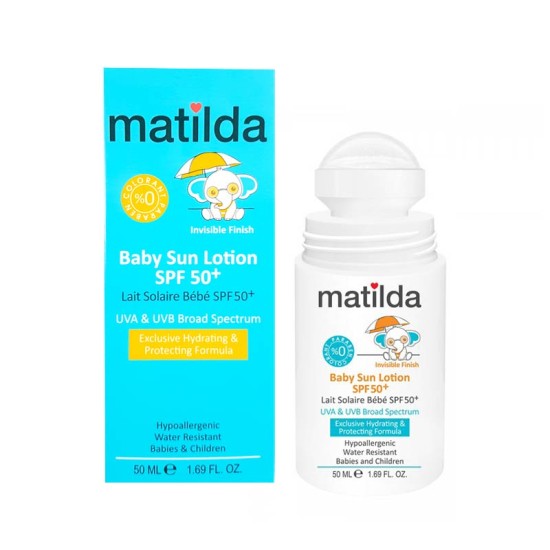 لوسیون رولی ضد آفتاب کودک +SPF50 ماتیلدا MATILDA حجم 50 میلی لیتر