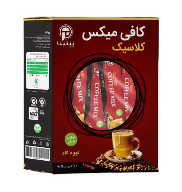 کافی میکس کلاسیک پپتینا با شیرین کننده استویا بسته 10 عددی
